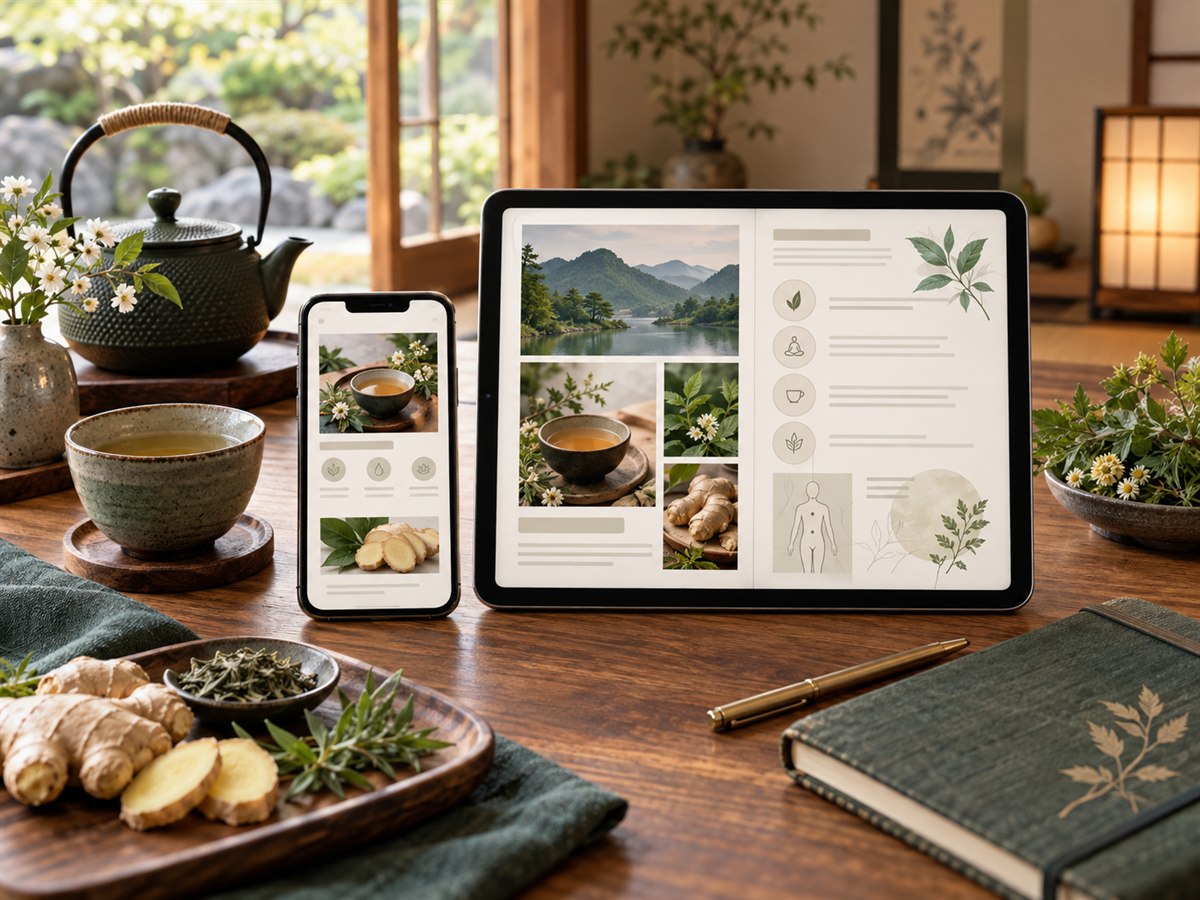 Guia digital em tablet e celular, representando cuidados de uso e consulta segura